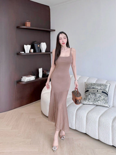 SIRINNN KNITTED Spaghetti Strap Maxi Dress